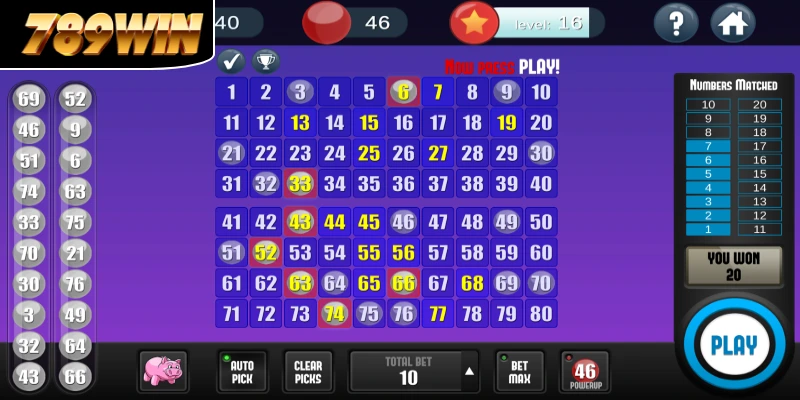 Cược Tài/xỉu, hình thức dự đoán tổng điểm trong Keno 789WIN