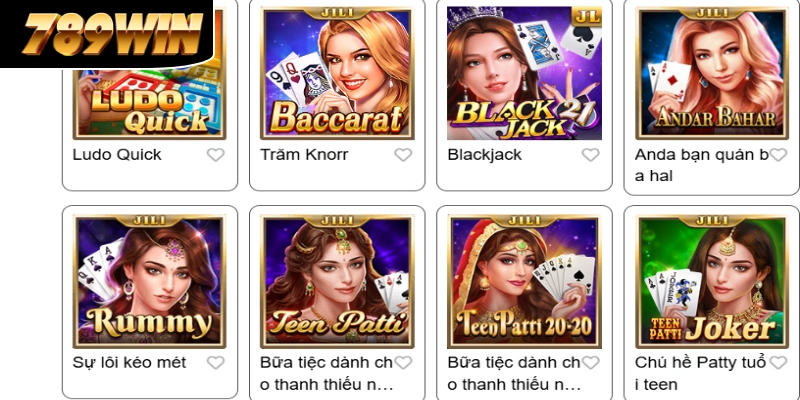 Table game các trò chơi trên bàn hấp dẫn tại 789WIN